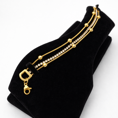 Golden Layered Crystal Chain Bracelet