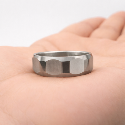 Faceted Stainless Steel Band Ring