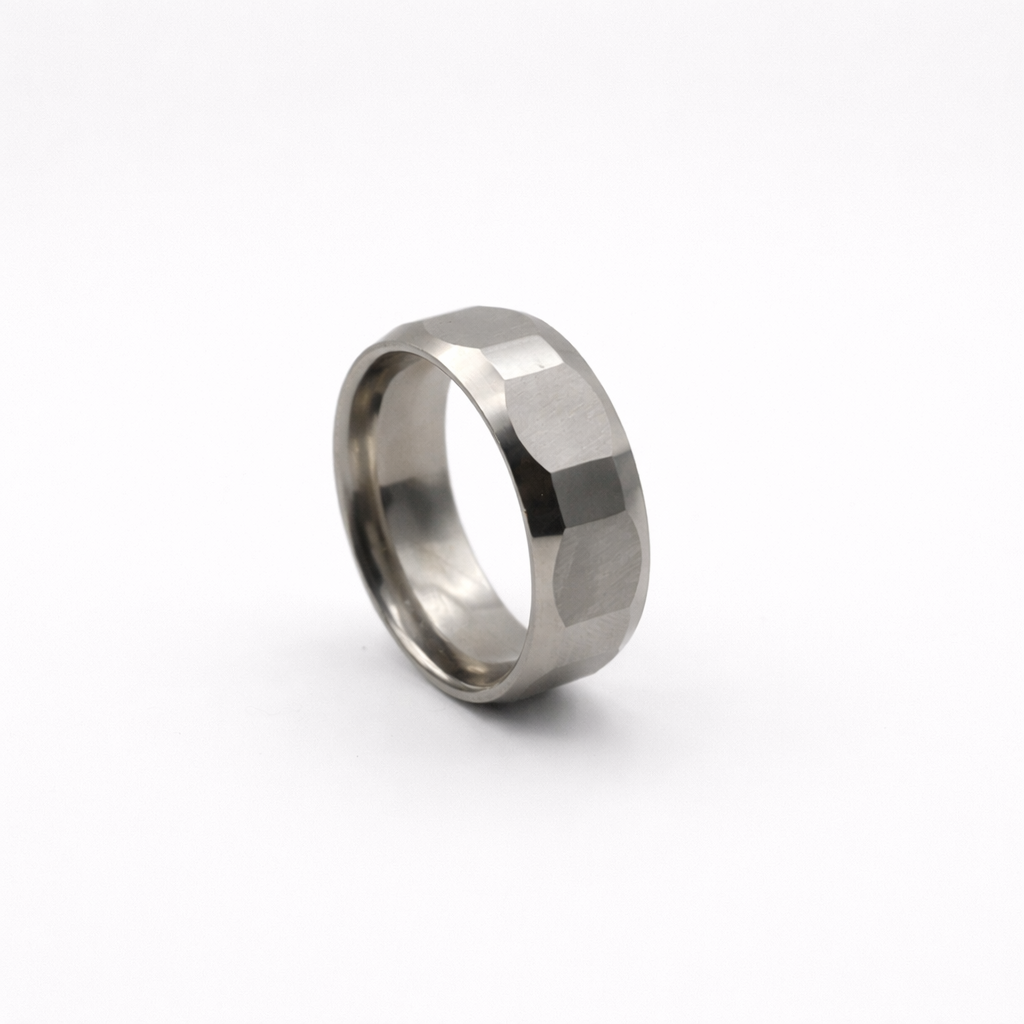 Faceted Stainless Steel Band Ring