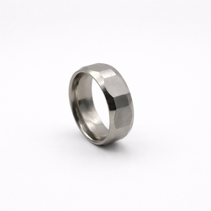 Faceted Stainless Steel Band Ring