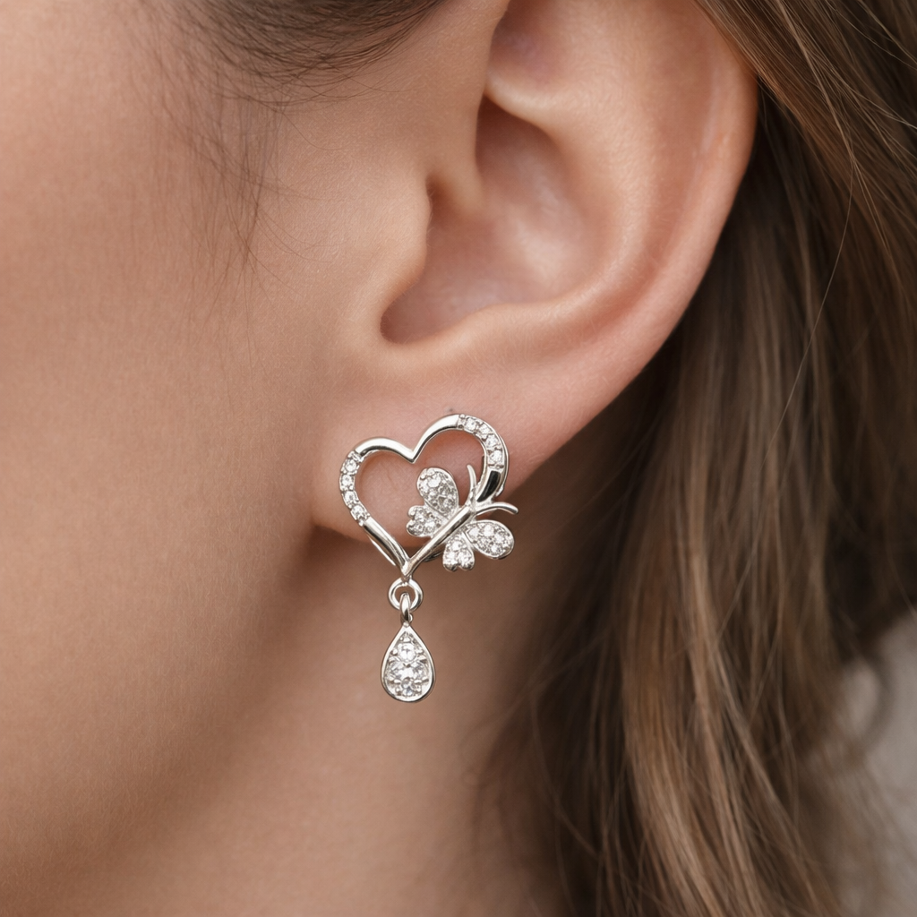 Butterfly Heart Pendant Set