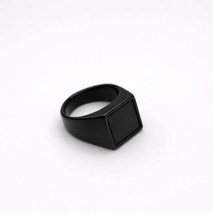 Black Stone Square Signet Ring