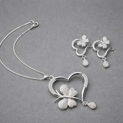 Butterfly Heart Pendant Set