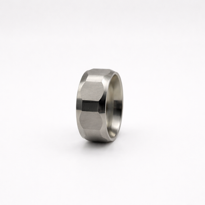 Faceted Stainless Steel Band Ring