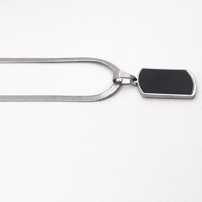 Men's Black Tag Pendant (Silver)