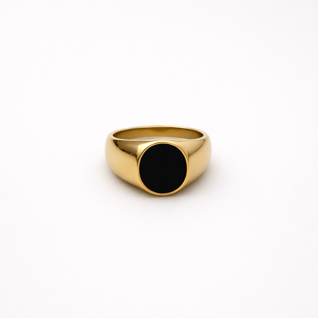 Gold Black Stone  Ring