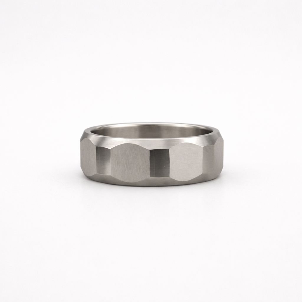 Faceted Stainless Steel Band Ring