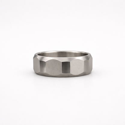 Faceted Stainless Steel Band Ring