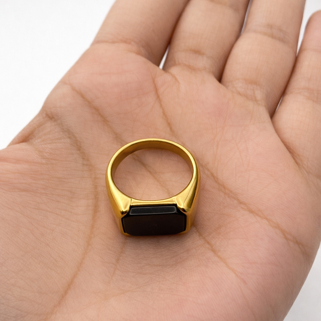 Gold Ring with Black Stone