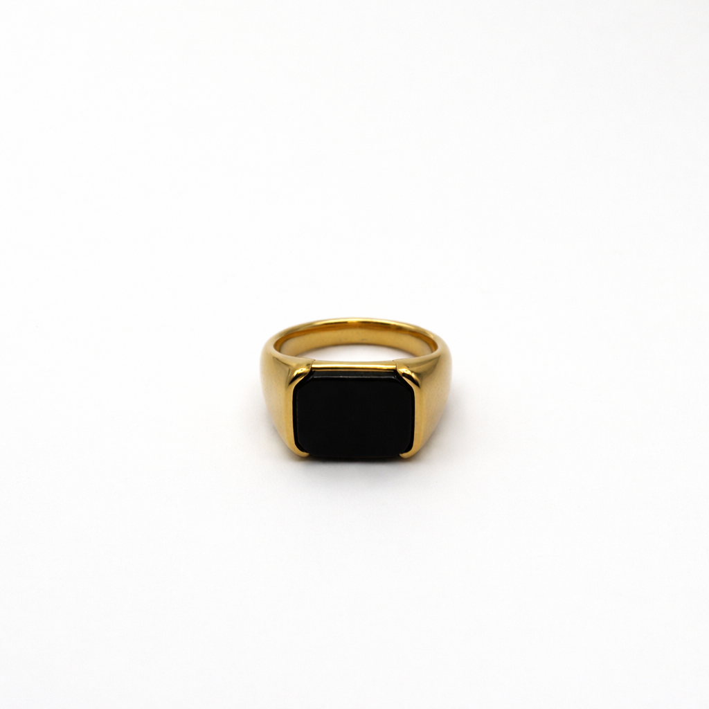 Gold Ring with Black Stone