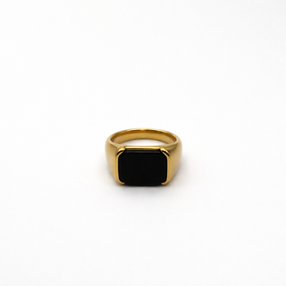 Gold Ring with Black Stone