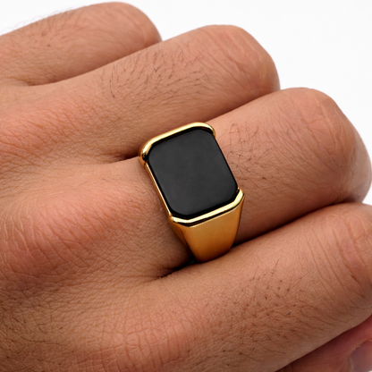 Gold Ring with Black Stone