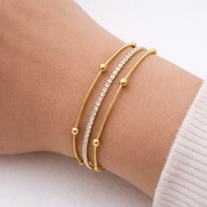 Golden Layered Crystal Chain Bracelet
