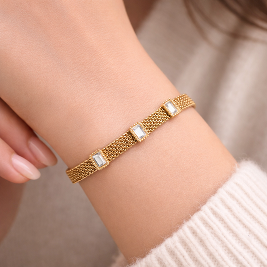 Golden Mesh Crystal Bracelet