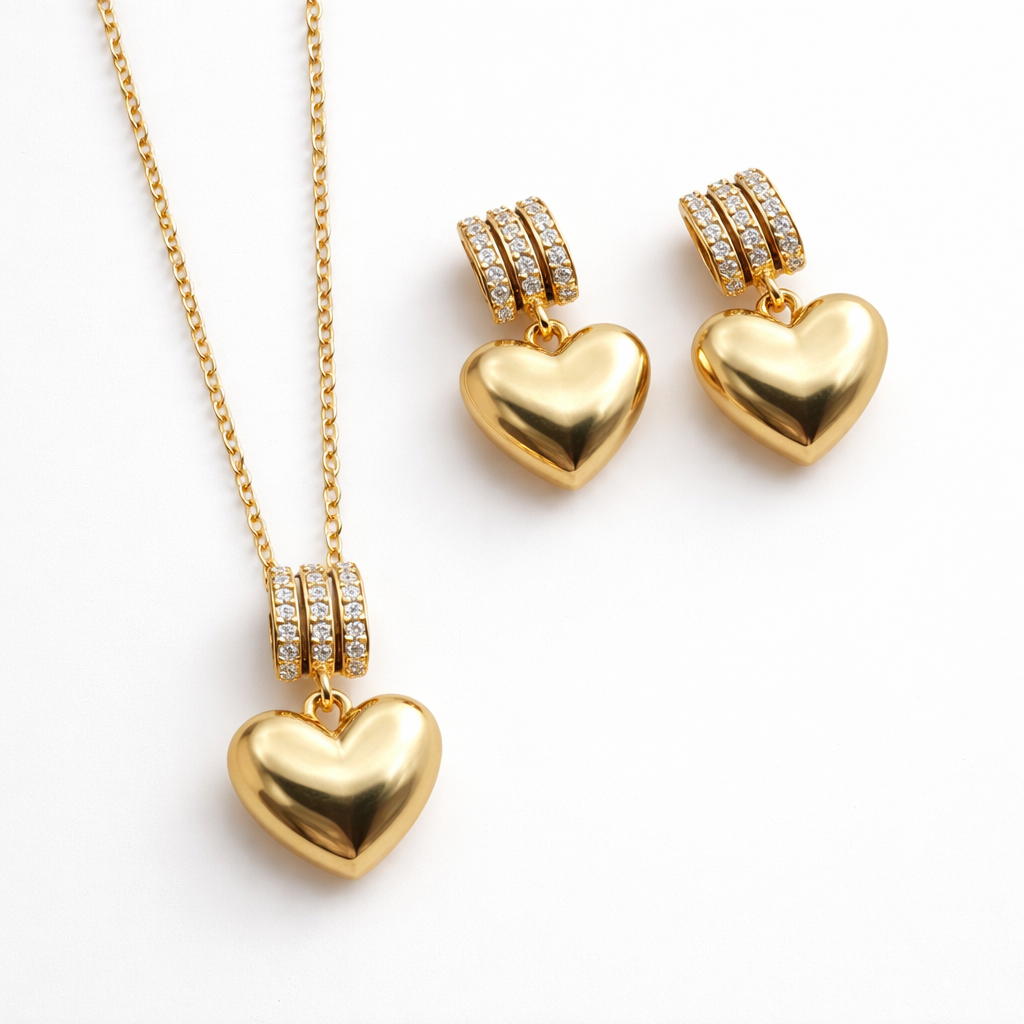 Chic Heart Pendant Set