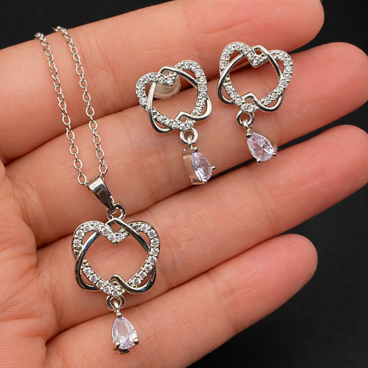Crystal Dewdrop Heart Set