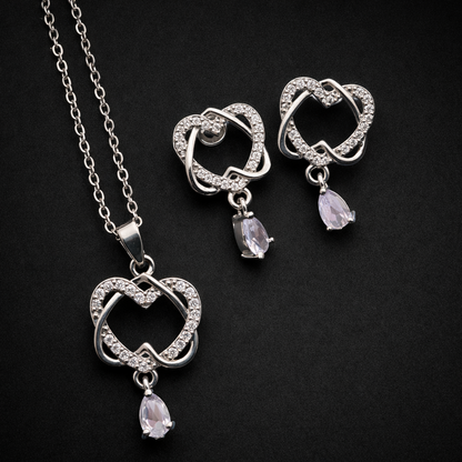Crystal Dewdrop Heart Set