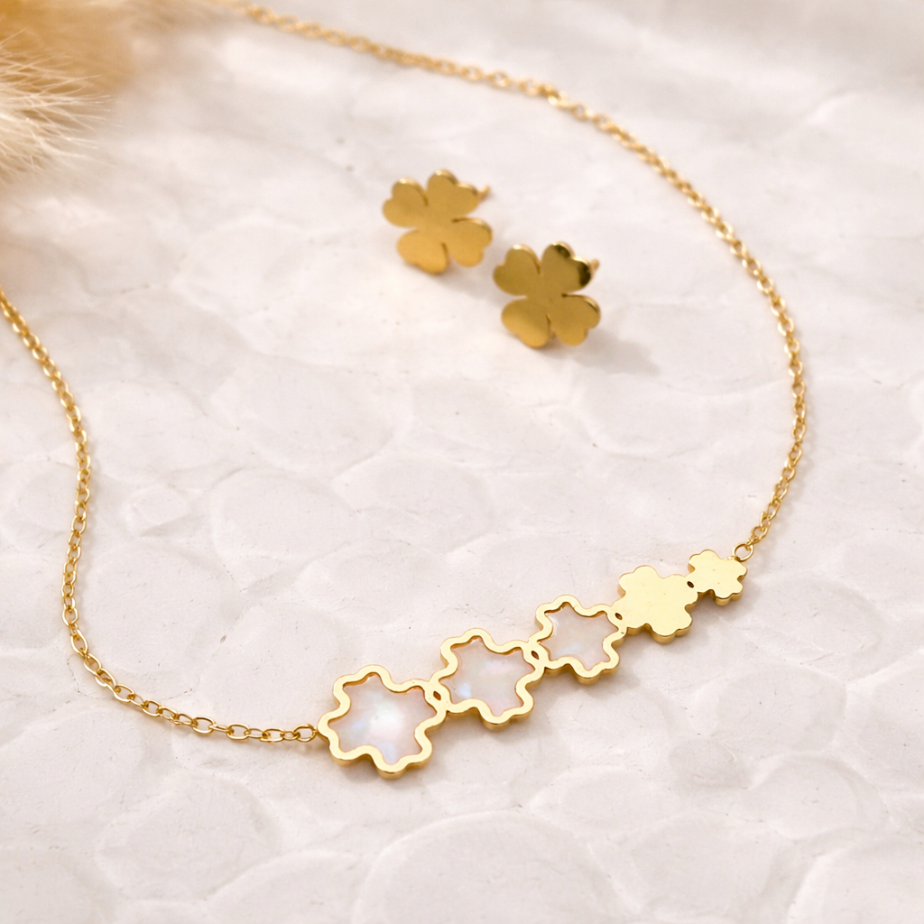 Gold-Floral Pendant Set