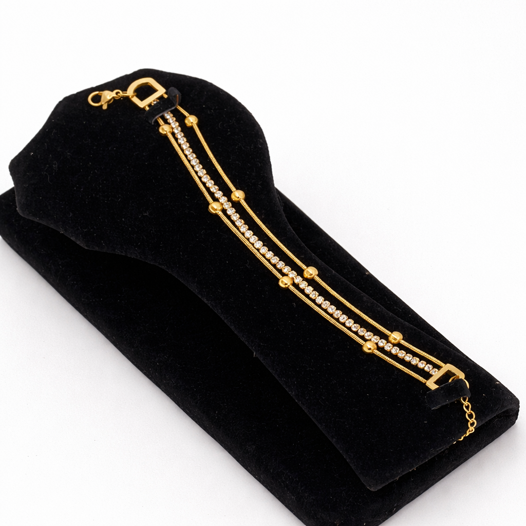 Golden Layered Crystal Chain Bracelet