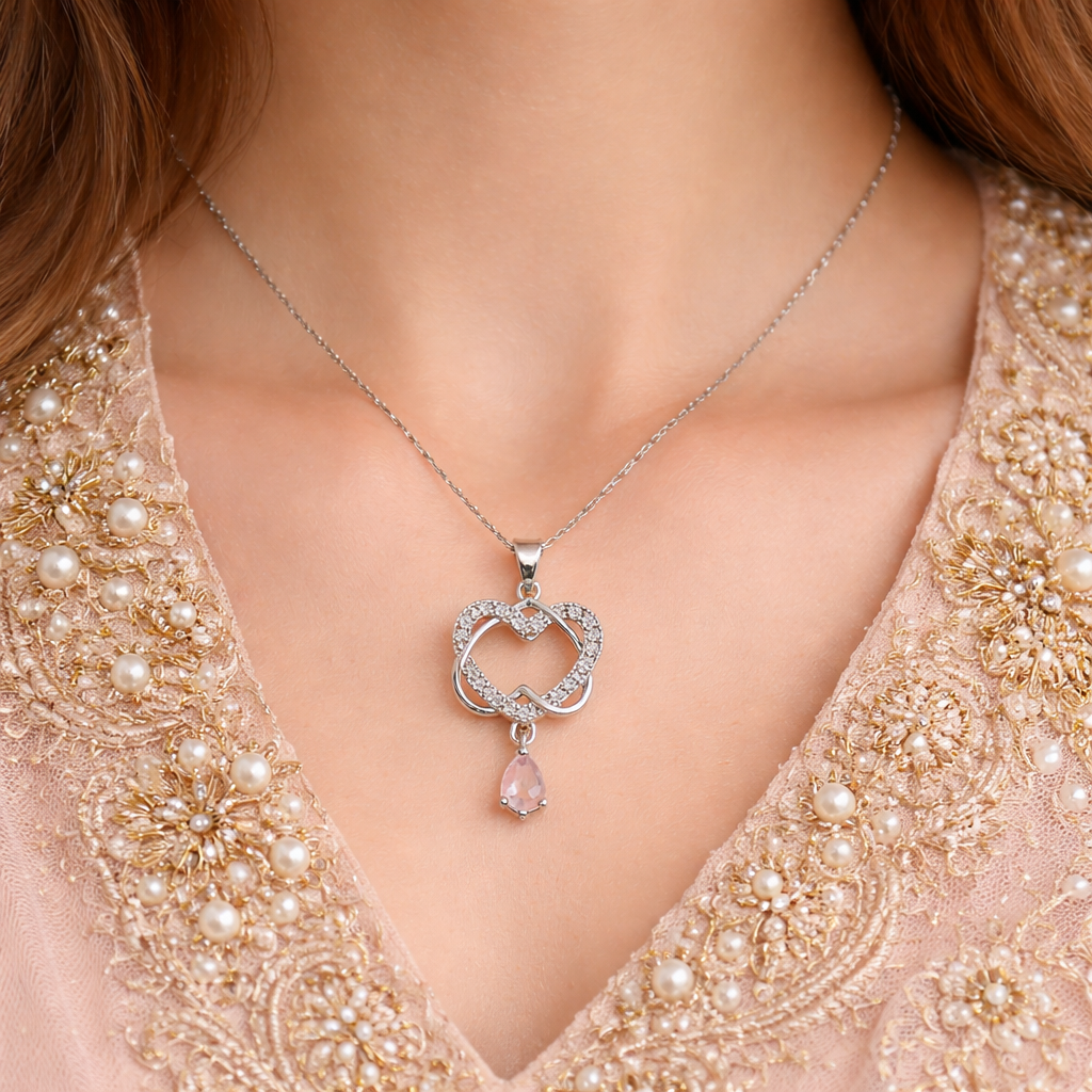 Crystal Dewdrop Heart Set