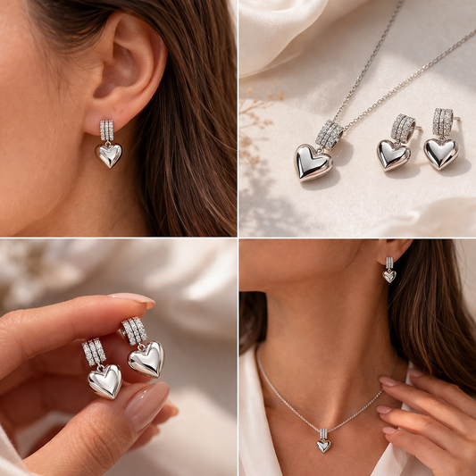 Chic Heart Pendant Set