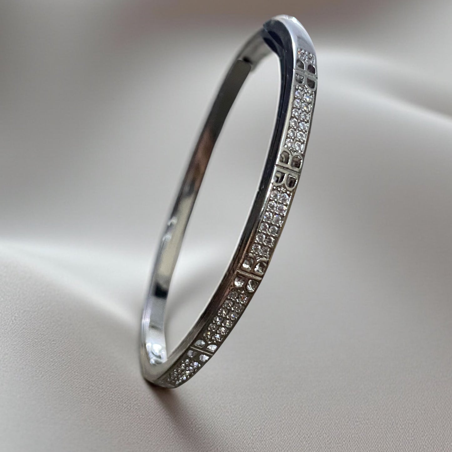 silver crystal bangle