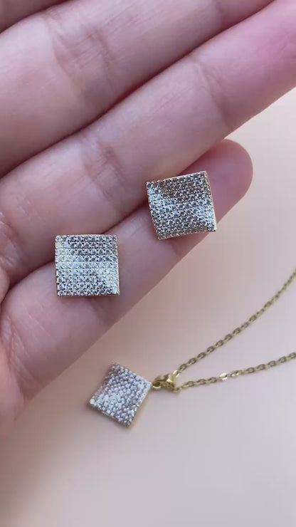 Square Crystal Pendant Set