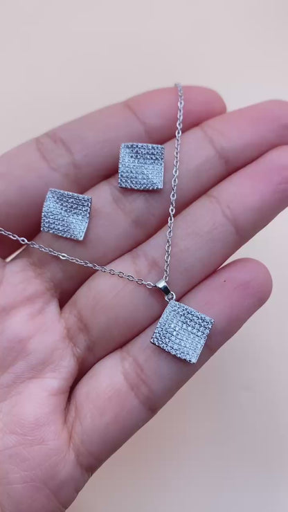 Square Crystal Pendant Set